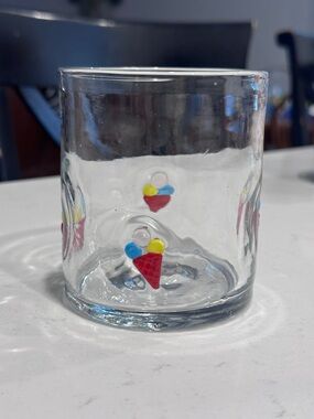 Target Clear Glass Tumbler with Red, Blue and Yellow Ice Cream Cone Accents